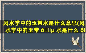 风水学中的玉带水是什么意思(风水学中的玉带 🐵 水是什么 🌼 意思)